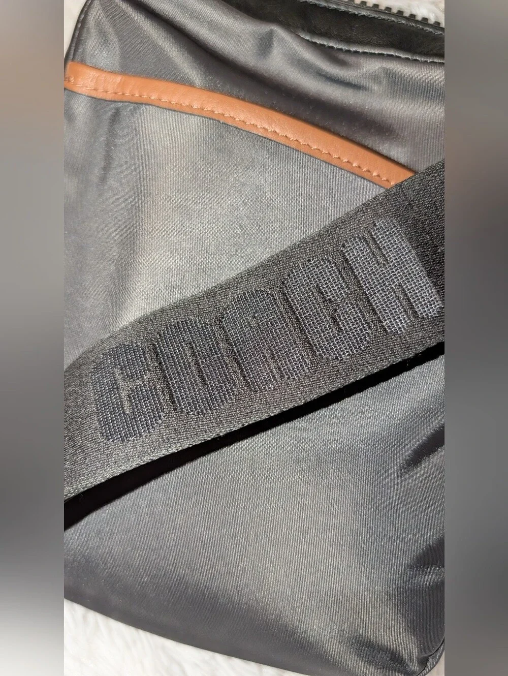 Coach Max Crossbody Bag C9836 Nylon Leather Black Brown GUC